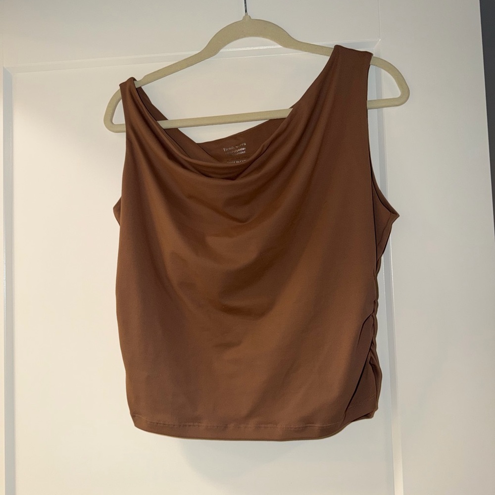 Brown Sleeveless Drape Top